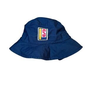 Stussy Navy Blue Cotton Bucket Hat Graphic Patch Retro Logo S/M Streetwear
